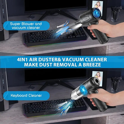 Rechargeable 4-in-1 Compressed Air Duster with 91000RPM  Adjustable Speed and 6000mAh Power